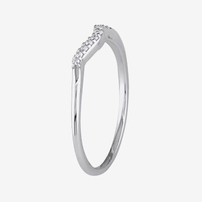 Diamond Accent Natural White 10K Gold Curved Wedding Band