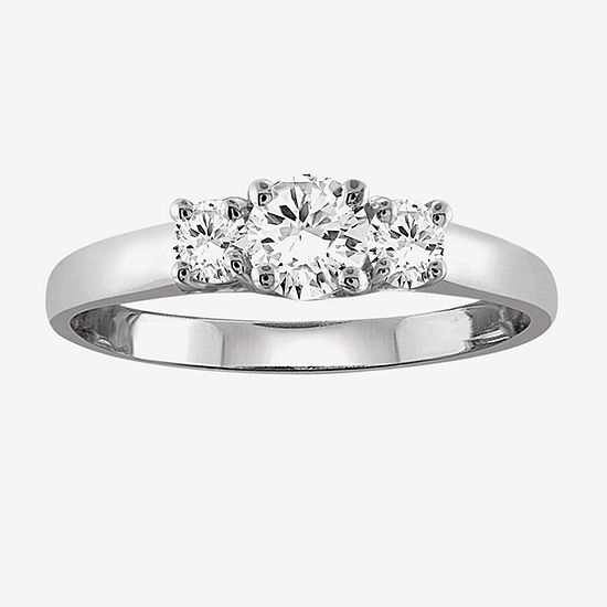 Womens 1 CT. T.W. White Cubic Zirconia Sterling Silver 3-Stone Promise Ring