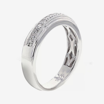 DiamonArt® Mens Cubic Zirconia Sterling Silver Wedding Band