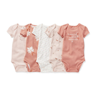 Carter's Baby Girls 5-pc. Crew Neck Short Sleeve Bodysuit