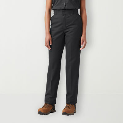 Dickies-Juniors Womens Mid Rise Straight Flat Front Pant