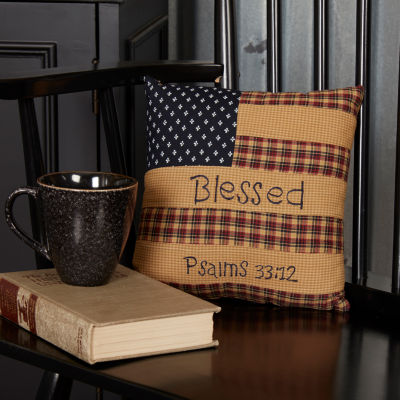 VHC Brands Patriotic Patch Square Throw Pillow