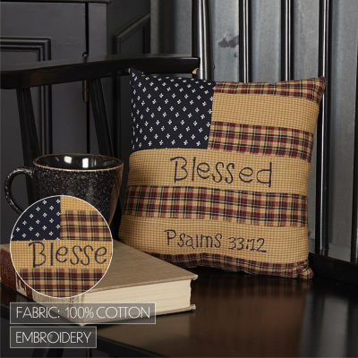 VHC Brands Patriotic Patch Square Throw Pillow