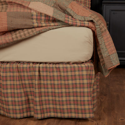 VHC Brands Cinnamon Plaid Bed Skirt