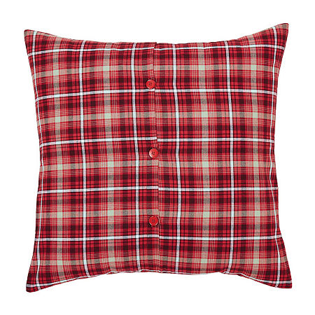 VHC Brands Harvey Cabin Reversible Euro Sham, One Size, Red