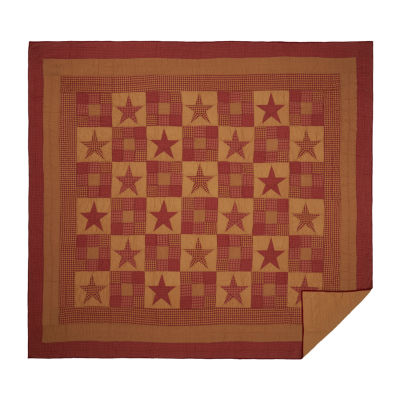 VHC Brands Cody Burgundy Star Reversible Quilt