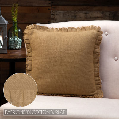 VHC Brands Veranda Burlap Natural 16x16 Throw Pillow