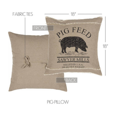 VHC Brands Miller Farm Pig 18x18 Throw Pillow