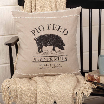 VHC Brands Miller Farm Pig 18x18 Throw Pillow