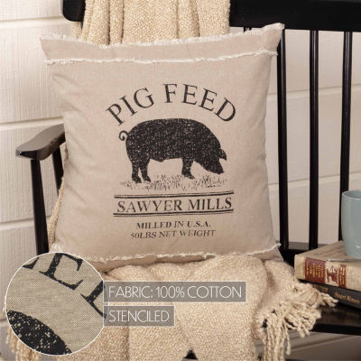 VHC Brands Miller Farm Pig 18x18 Throw Pillow