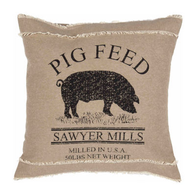 VHC Brands Miller Farm Pig 18x18 Throw Pillow