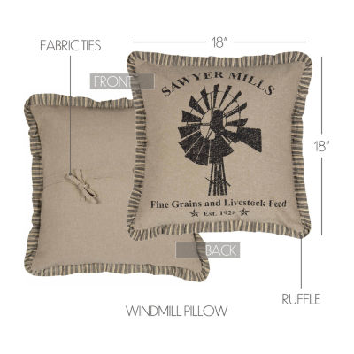 VHC Brands Miller Farm Windmill 18x18 Throw Pillow
