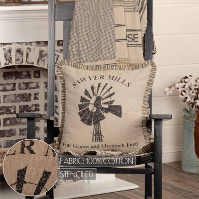 VHC Brands Miller Farm Windmill 18x18 Throw Pillow