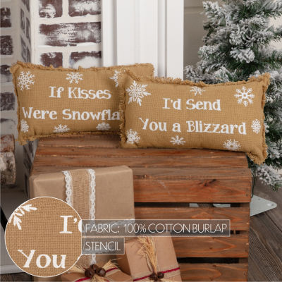 VHC Brands If Kisses Were Snowflakes 7x13 Lumbar Pillow