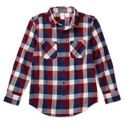 Thereabouts Little & Big Boys Adaptive Long Sleeve Flannel Shirt