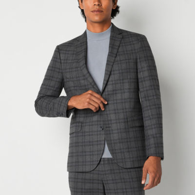 J. Ferrar Ultra Comfort Mens Checked Stretch Fabric Classic Fit Suit Jacket