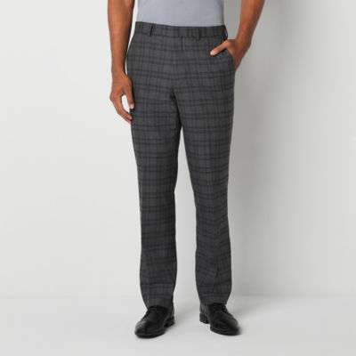 J. Ferrar Ultra Comfort Mens Checked Stretch Fabric Classic Fit Suit Pants