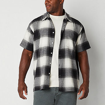 Arizona Big and Tall Mens Easy-on + Easy-off Adaptive Regular Fit Short  Sleeve Flannel Shirt