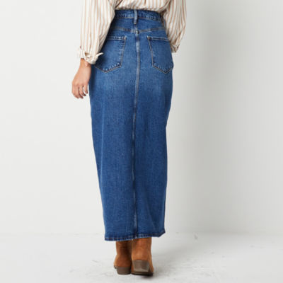 a.n.a Womens High Rise Long Denim Skirt