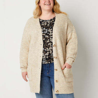 a.n.a Plus Womens V Neck Long Sleeve Button Cardigan JCPenney