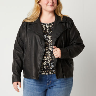 Jcpenney plus size leather on sale jackets