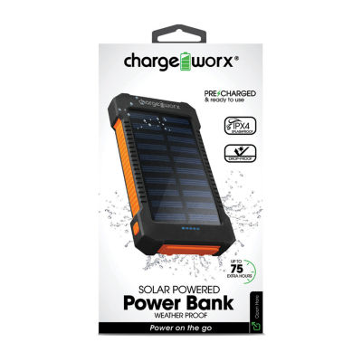 Chargeworx 10000Mah Premium Solar Power Bank with Dual USB Ports