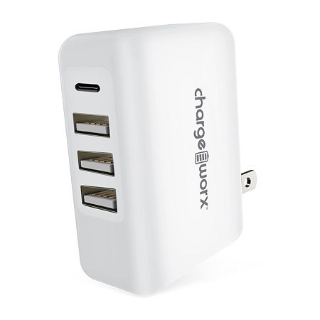 Chargeworx 4-Port Wall Charger, One Size, White