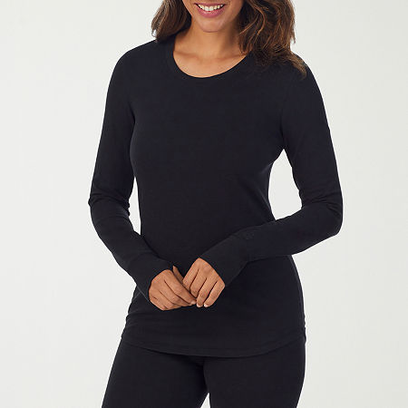 Cuddl Duds Cottonwear Thermal Shirt, Large, Black