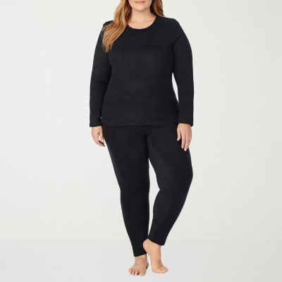 Cuddl Duds Womens Fleecewear-Plus Crew Neck Long Sleeve Thermal Shirt