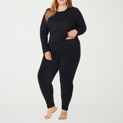 Cuddl Duds Womens Fleecewear-Plus Crew Neck Long Sleeve Thermal Shirt
