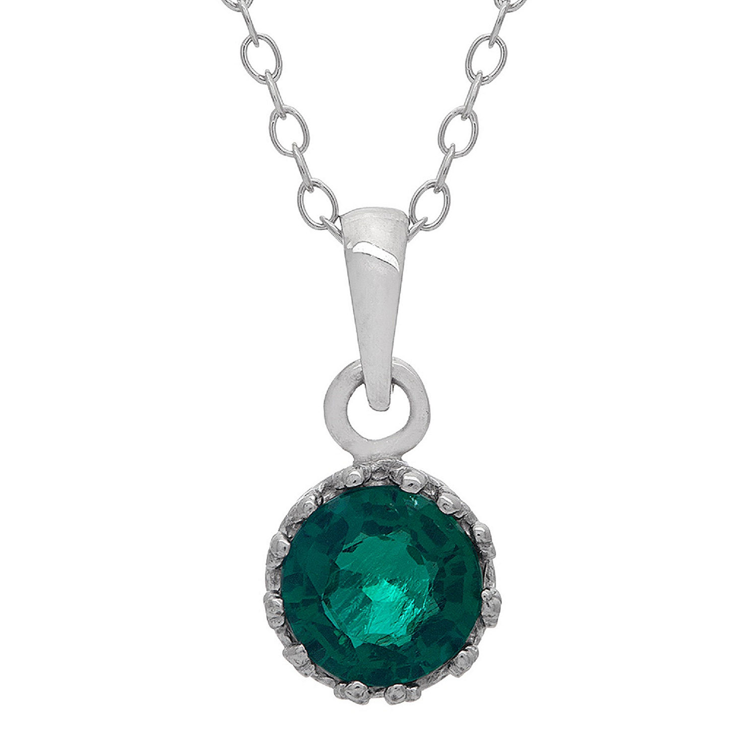 Lab-Created Emerald Sterling Silver Pendant, Color: Green - JCPenney