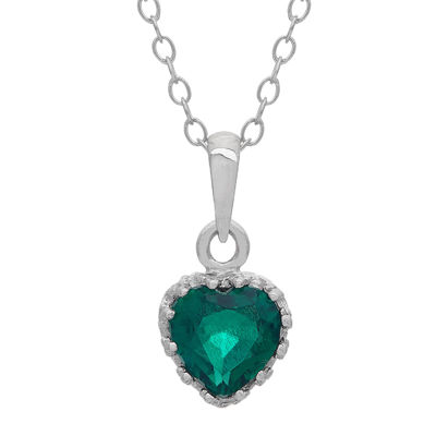 Lab-Created Emerald Sterling Silver Pendant Necklace