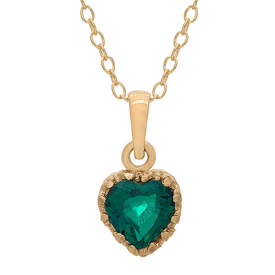 Lab-Created Emerald 14K Gold Over Silver Pendant Necklace
