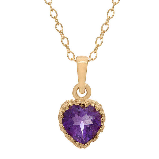 Genuine Amethyst 14K Gold Over Silver Pendant Necklace