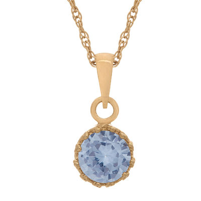 Lab-Created Aquamarine 14K Gold Over Silver Pendant Necklace