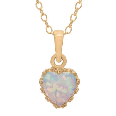 Simulated Opal 14K Gold Over Silver Pendant Necklace, Color: White ...