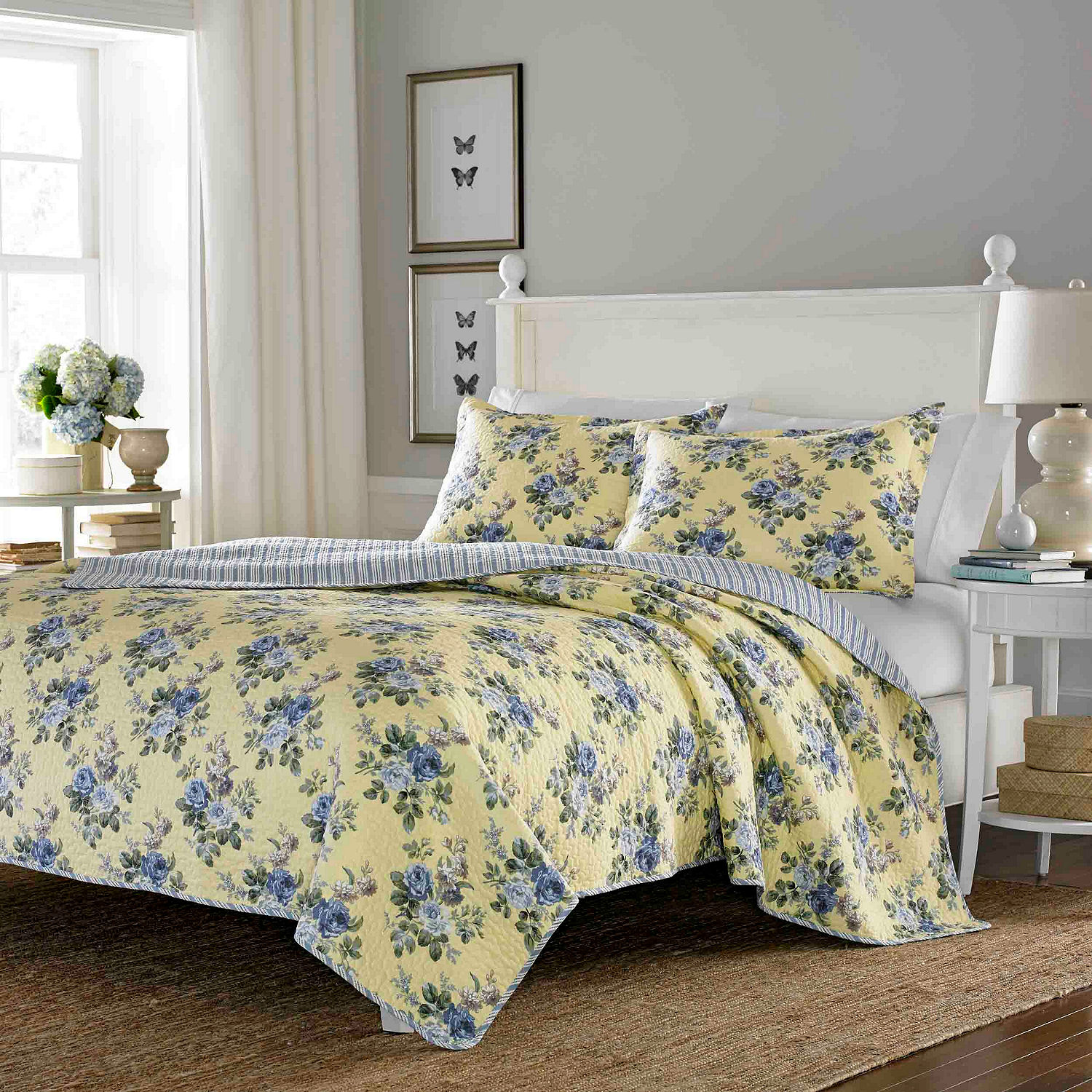 Laura Ashley Linley Floral Quilt Set, Color: Yellow - JCPenney