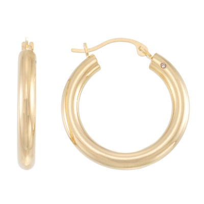 Gold Opulence 14K Gold Over Diamond Resin Hoop Earrings