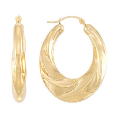 Gold Opulence 14K Gold Over Diamond Resin Hoop Earrings