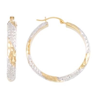 Gold Opulence 14K Gold Over Diamond Resin Hoop Earrings