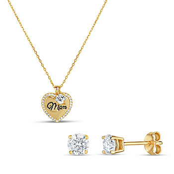 2 CT. T.W. White Cubic Zirconia 18K Gold Over Silver Heart 2-pc
