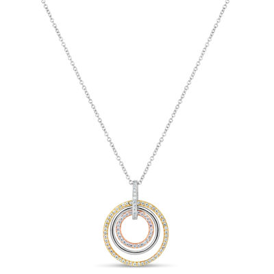 Womens 3/4 CT. T.W. White Cubic Zirconia 18K Gold Over Silver Round Pendant Necklace