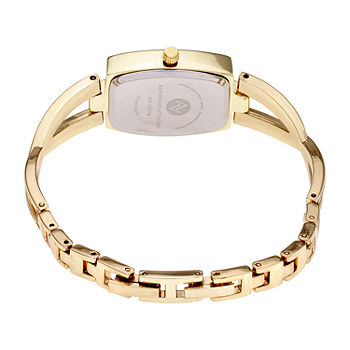 Adrienne Vittadini Diamond Dial Womens Gold Tone Bracelet Watch