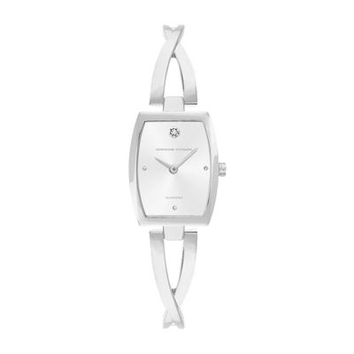Adrienne Vittadini   Diamond Dial Womens Silver Tone Bracelet Watch 12939s-42-B28