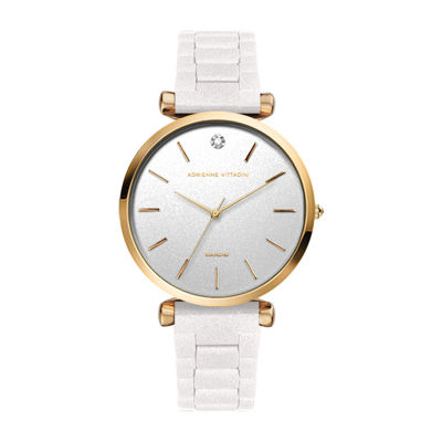 Adrienne Vittadini   Diamond Dial Womens White Bracelet Watch 13943g-42-H03