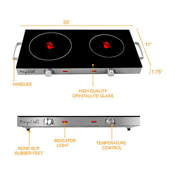 MegaChef Ceramic Infrared Double Electrical Cook Top, Silver