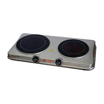 Megachef Portable 2-Burner Sleek Steel Hot Plate With Temperature Control  Electric Burner 975103787M, Color: Silver - JCPenney