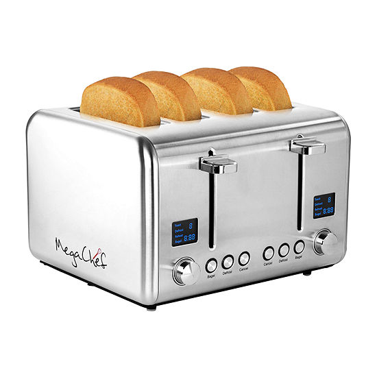 MegaChef 4-Slice Stainless Steel Extra Wide Slot Toaster