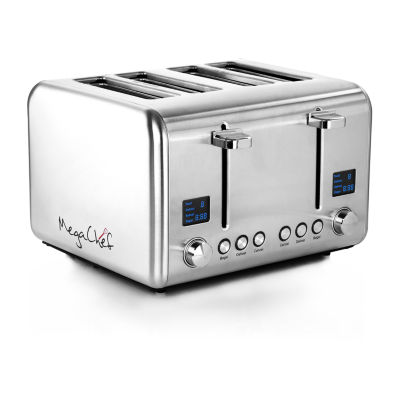 MegaChef 4-Slice Stainless Steel Extra Wide Slot Toaster
