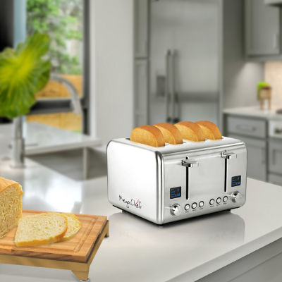MegaChef 4-Slice Stainless Steel Extra Wide Slot Toaster
